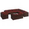 vidaXL Salon de jardin 12 pcs avec coussins Marron R&eacute;sine tress&eacute;e