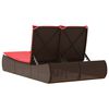 vidaXL Chaise longue double avec coussins marron résine tressée