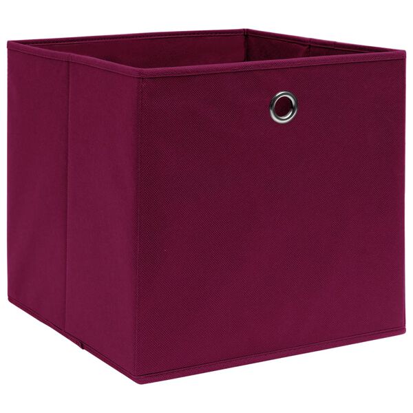 vidaXL Boîtes de rangement 4 pcs Tissu intissé 28x28x28 cm Rouge foncé