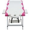 vidaXL Table de massage pliable 3 zones Aluminium Blanc et rose