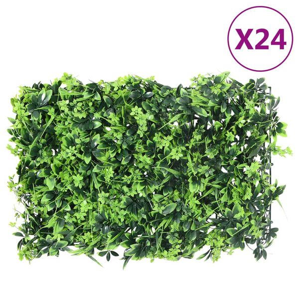 &nbsp;vidaXL Cl&ocirc;ture &agrave; feuilles artificielles 24 pcs vert 40x60 cm