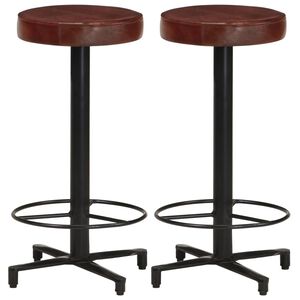vidaXL Tabourets de bar lot de 2 66 cm cuir véritable