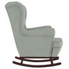 vidaXL Fauteuil &agrave; bascule &agrave; oreilles en velours gris clair bois massif