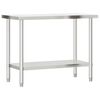 vidaXL Table de travail de cuisine avec étagère 110x55x120 cm inox