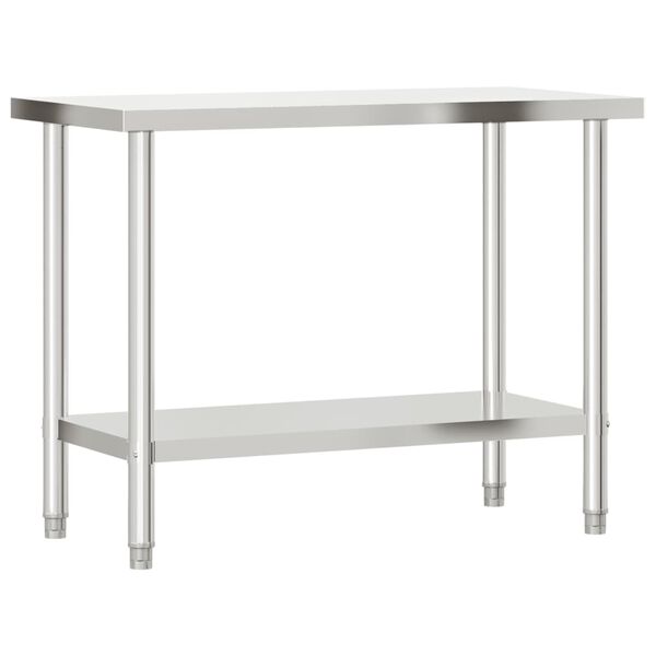 vidaXL Table de travail de cuisine avec étagère 110x55x120 cm inox