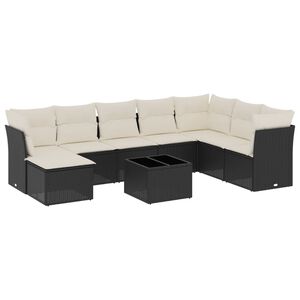 vidaXL Salon de jardin 9 pcs avec coussins noir r&eacute;sine tress&eacute;e
