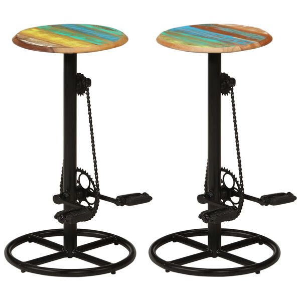 vidaXL Tabourets de bar lot de 2 bois massif de r&eacute;cup&eacute;ration