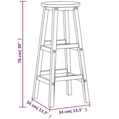 vidaXL Tabourets de bar lot de 8 bois massif d'acacia