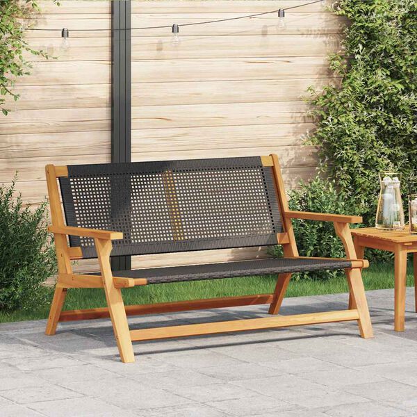 vidaXL Mobilier de jardin Noir 122 x 78 x 73cm Bois d'acacia massif