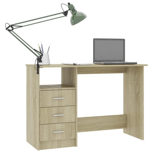 vidaXL Bureau avec tiroirs Chêne sonoma 110x50x76 cm Aggloméré