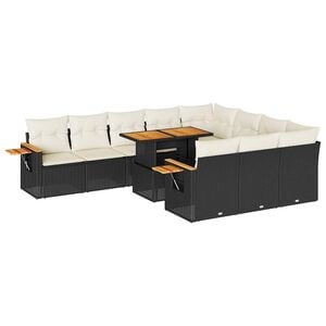 vidaXL Ensemble de canap&eacute;s de jardin 11 pcs et coussins rotin acacia