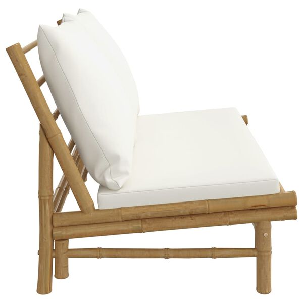 vidaXL Banc de jardin avec coussins blanc cr&egrave;me bambou