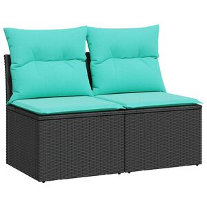 vidaXL Salon de jardin avec coussins 2 pcs noir r&eacute;sine tress&eacute;e acacia