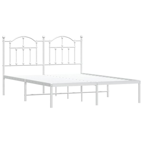 vidaXL Cadre de lit m&eacute;tal sans matelas et t&ecirc;te de lit blanc 150x200 cm