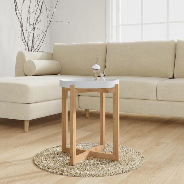 vidaXL Table basse Blanc 41x41x48,5 cm Bois d'ingénierie et pin massif