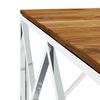 vidaXL Table basse argenté acier inoxydable et bois massif d'acacia