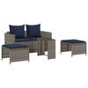 vidaXL Salon de jardin 5 pcs avec coussins empilable gris polyrotin
