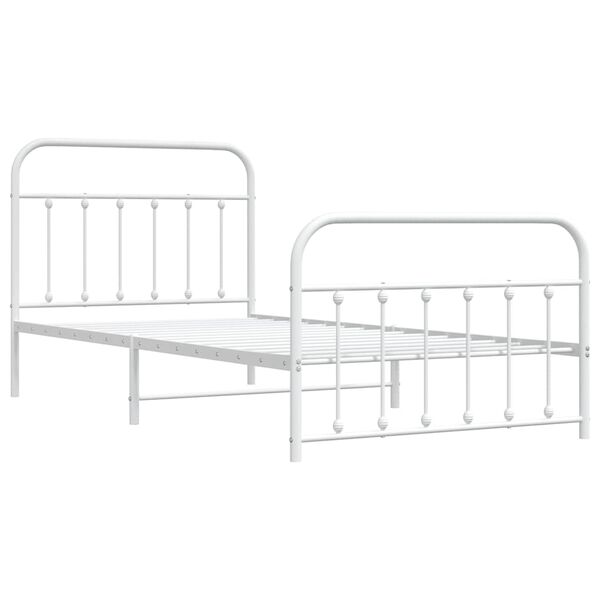 vidaXL Cadre de lit m&eacute;tal sans matelas et pied de lit blanc 100x200 cm