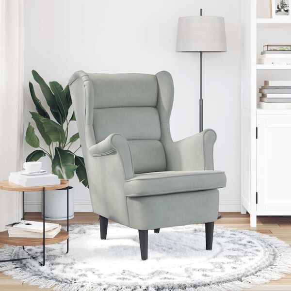 vidaXL Fauteuil gris clair velours