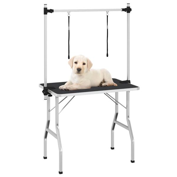 vidaXL Table de Toilettage Ajustable pour Chiens Chats 2 Potences