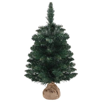 vidaXL Sapin de Noël artificiel pré-éclairé et supports vert 60 cm PVC