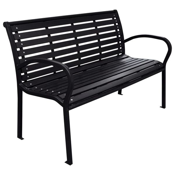 vidaXL Banc de jardin Noir 116 cm Acier et WPC