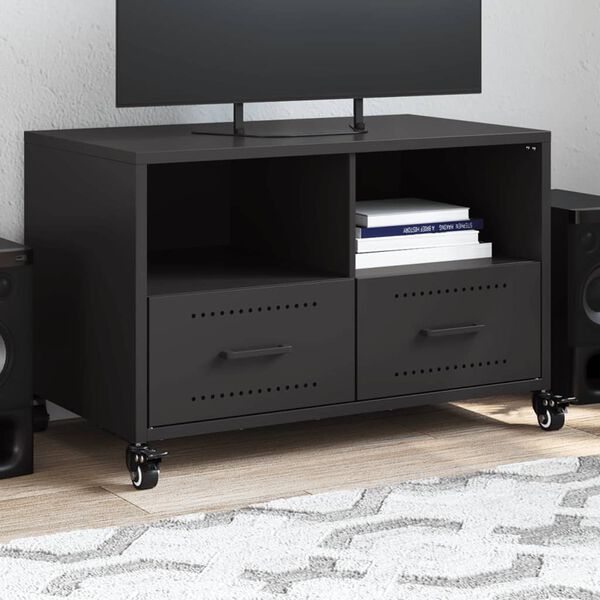 vidaXL Meuble TV noir 68x39x43,5 cm acier