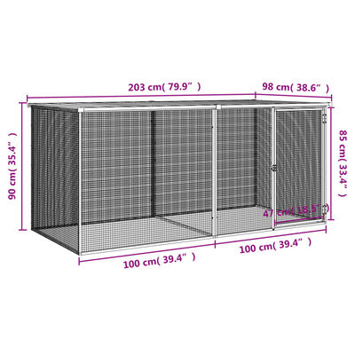 vidaXL Poulailler avec toit anthracite 203x98x90 cm acier galvanisé