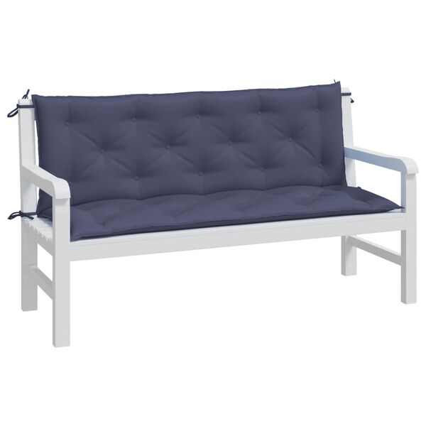 vidaXL Coussins de banc de jardin lot de 2 bleu marine 150x50x7 cm