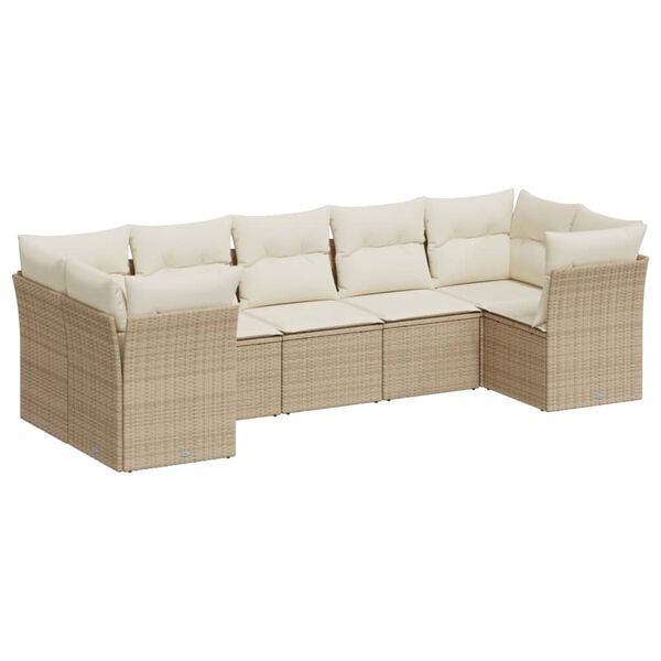 vidaXL Salon de jardin avec coussins 7 pcs beige r&eacute;sine tress&eacute;e