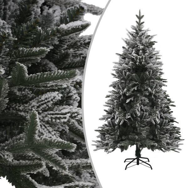 vidaXL Arbre de No&euml;l artificiel pr&eacute;-&eacute;clair&eacute;/flocons de neige PVC PE