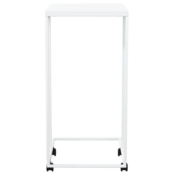 vidaXL Table d'appoint avec roues Blanc 40x30x63,5cm Bois d'ingénierie