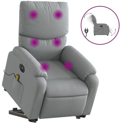 vidaXL Fauteuil inclinable de massage électrique gris clair tissu