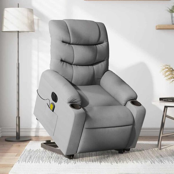 vidaXL Fauteuil inclinable de massage électrique gris clair tissu
