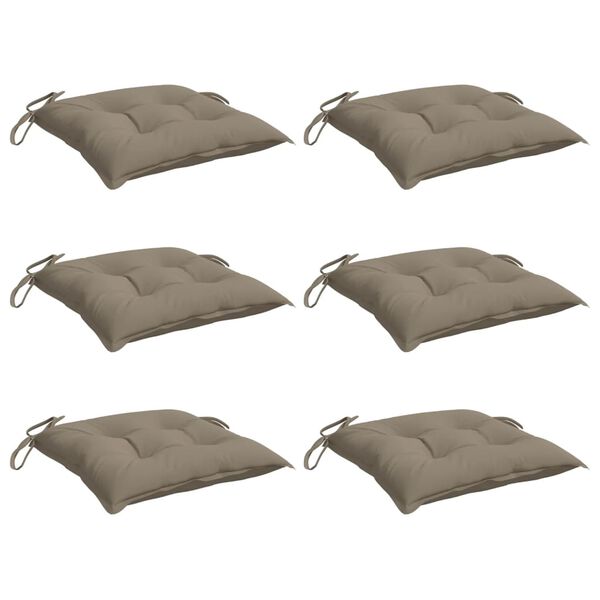 vidaXL Coussins de chaise lot de 6 taupe 40x40x7 cm tissu oxford