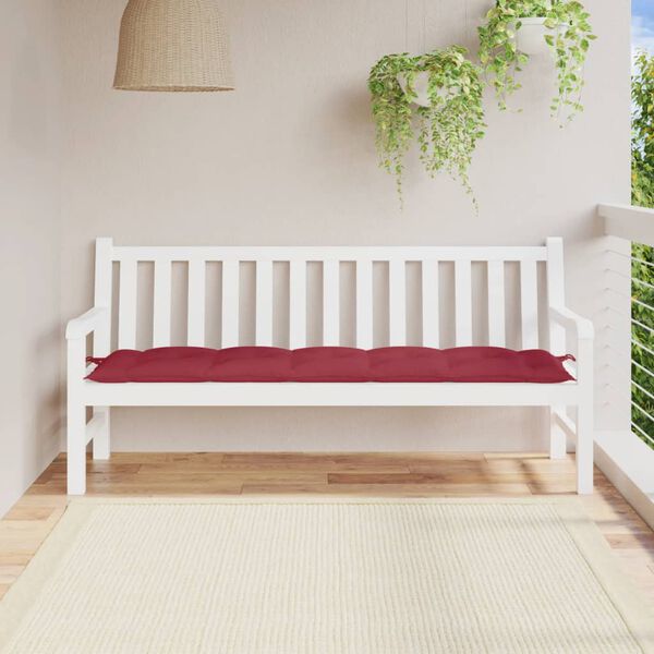 vidaXL Coussin de banc de jardin rouge bordeaux 180x50x7 cm