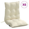 vidaXL Coussins de chaise &agrave; dossier bas lot de 6 cr&egrave;me tissu oxford