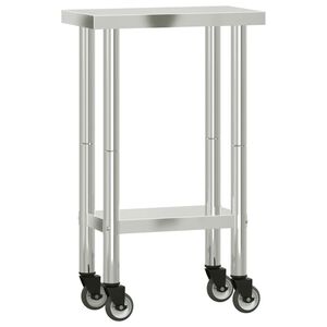 vidaXL Table de travail de cuisine avec roues 55x30x85 cm inox
