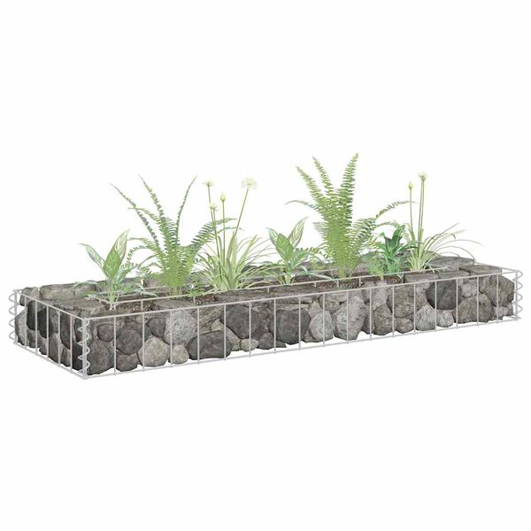 vidaXL Lit sur&eacute;lev&eacute; &agrave; gabion Acier galvanis&eacute; 90x30x10 cm