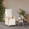 vidaXL Chaise inclinable de jardin et repose-pied beige r&eacute;sine tress&eacute;e
