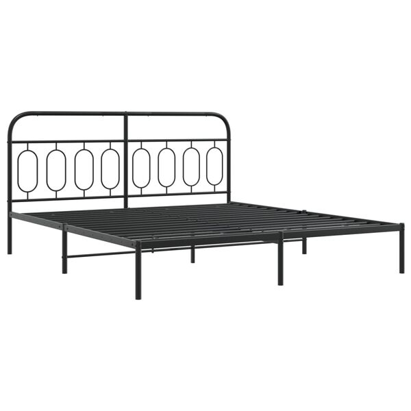 vidaXL Cadre de lit métal sans matelas avec tête de lit noir 193x203cm