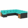 vidaXL Salon de jardin 11 pcs avec coussins noir r&eacute;sine tress&eacute;e