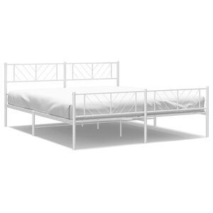vidaXL Cadre de lit m&eacute;tal sans matelas et pied de lit blanc 183x213 cm