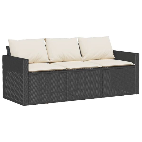 vidaXL Ensemble &agrave; manger de jardin coussins 2pcs noir r&eacute;sine tress&eacute;e