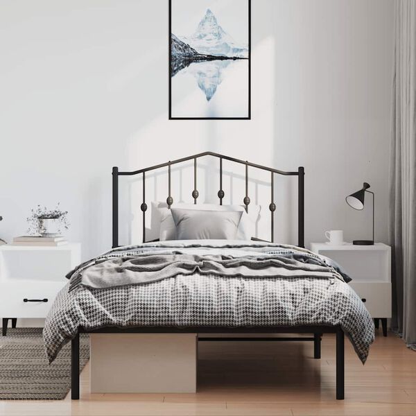 vidaXL Cadre de lit métal sans matelas avec tête de lit noir 100x190cm