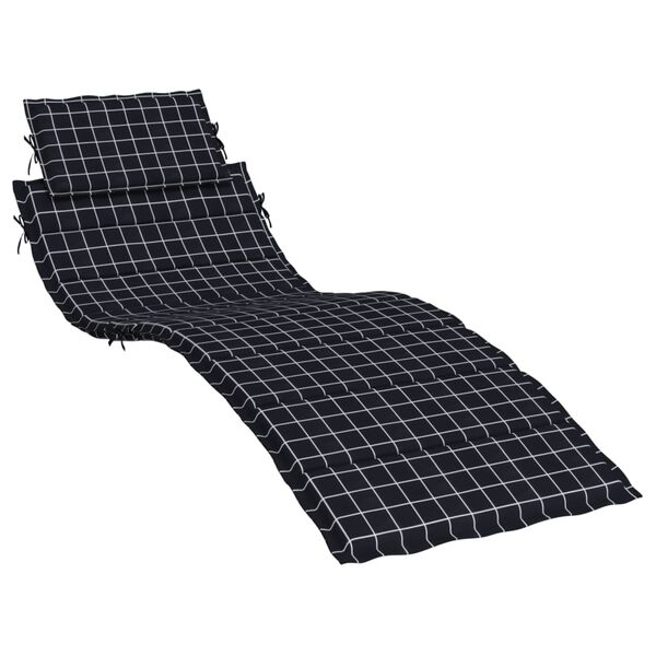 vidaXL Coussin de chaise longue motif &agrave; carreaux noir tissu oxford