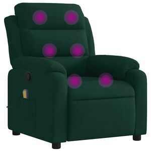 vidaXL Fauteuil inclinable de massage vert fonc&eacute; velours