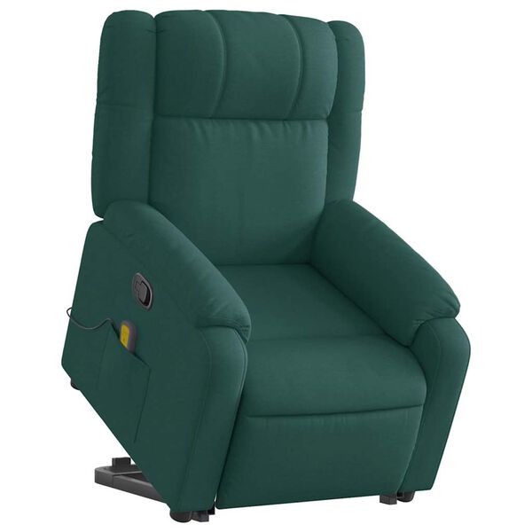 vidaXL Fauteuil inclinable de massage vert fonc&eacute; tissu