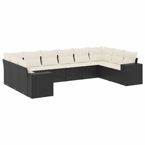 vidaXL Salon de jardin 10 pcs avec coussins noir r&eacute;sine tress&eacute;e
