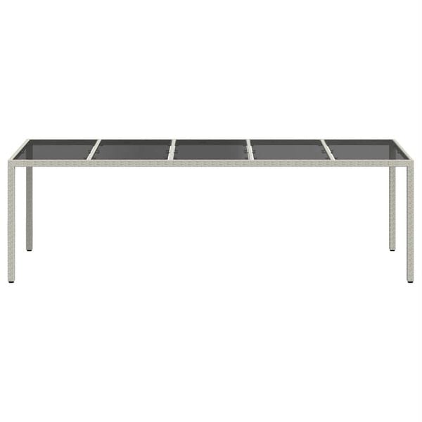 vidaXL Table de jardin blanc 250x100x75 cm résine tressée verre trempé